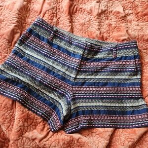 Loft by Ann Taylor blue and pink embodiered striped riviera shorts